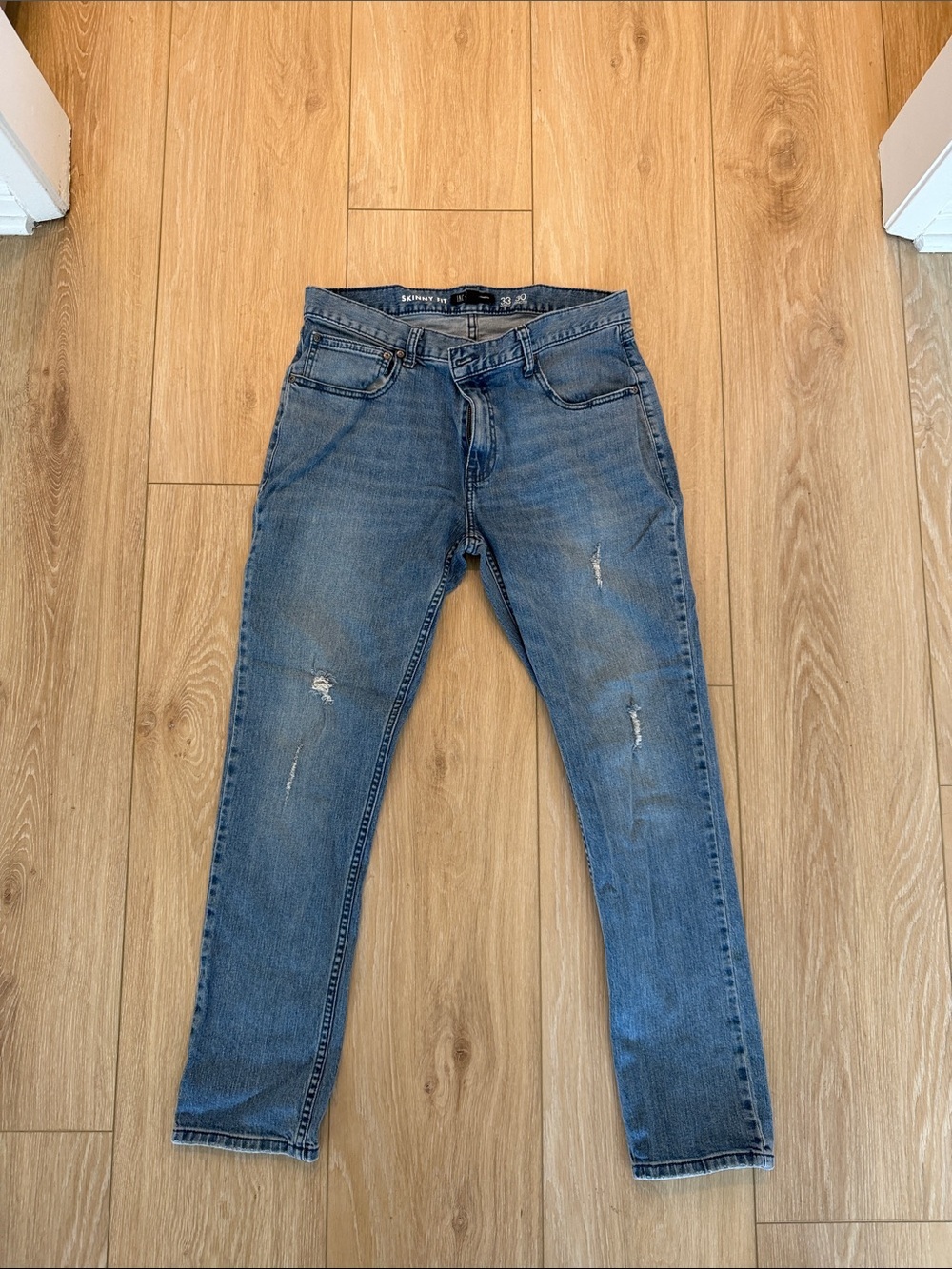 INC International Concepts Men's Skinny Distressed Medium Blue Jeans